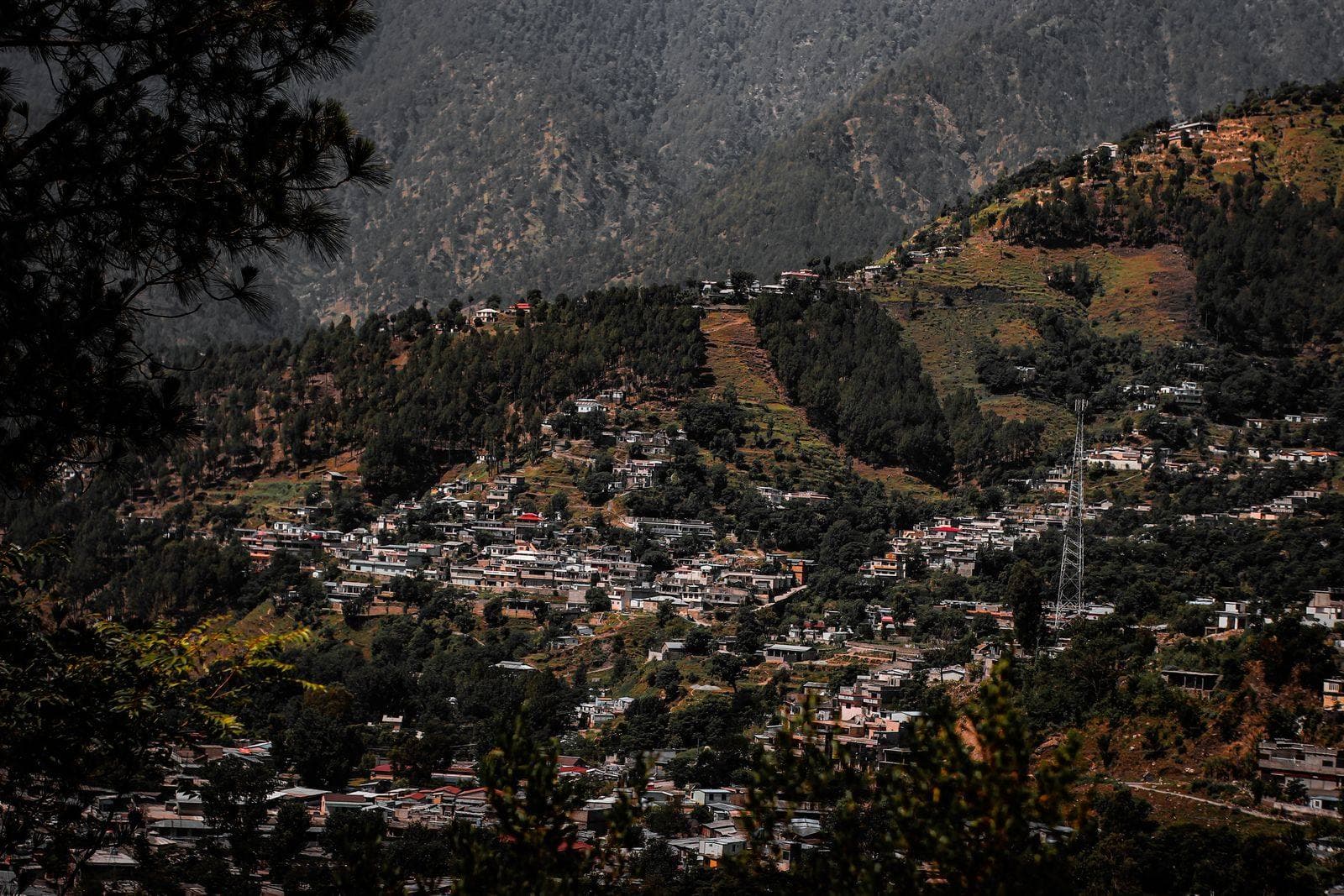 Aerial view of Murree in the green hills