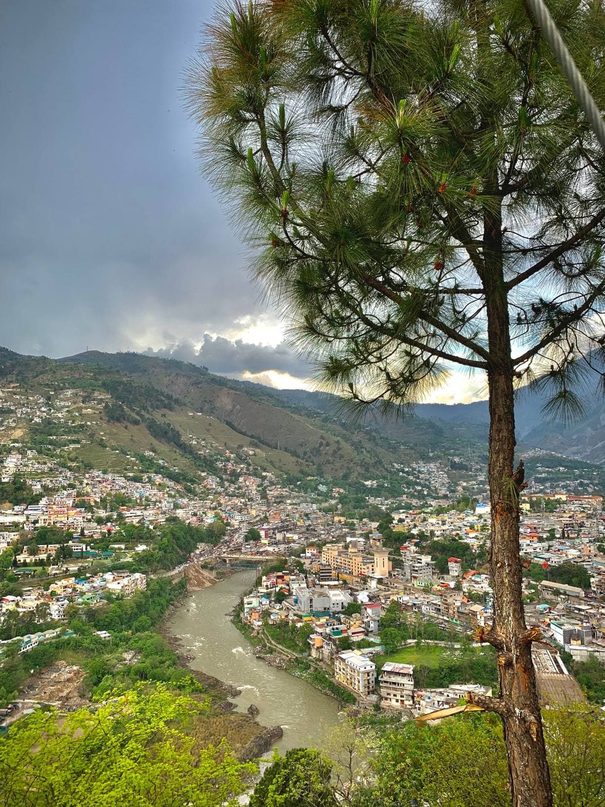 Muzaffarabad and the Neelum River among green hills