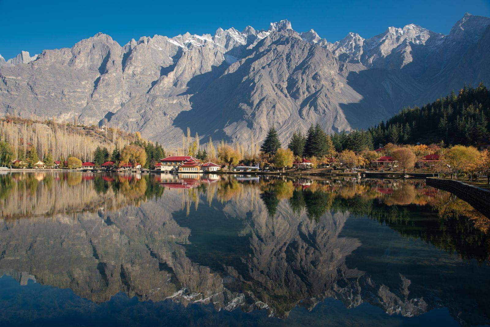Shangrila Lake and mountains in Skardu