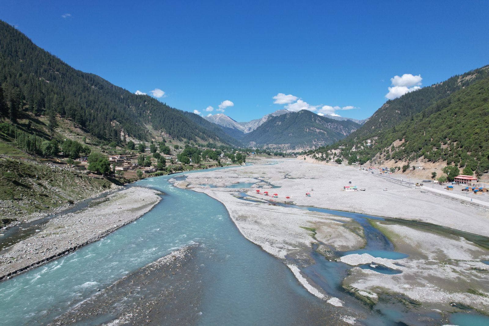 The Swat River winding through the Kalam valley